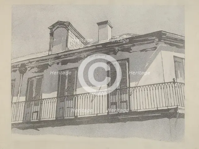 Wrought Iron Balcony Railing, c. 1936. Creator: Arelia Arbo.
