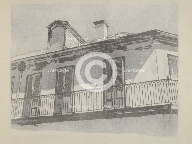 Wrought Iron Balcony Railing, c. 1936. Creator: Arelia Arbo.