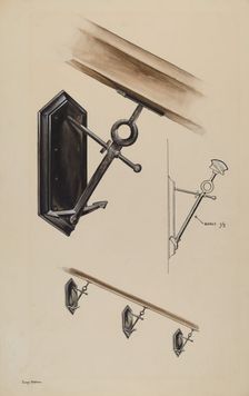Wrought Iron Banister Bracket, c. 1937. Creator: James McLellan