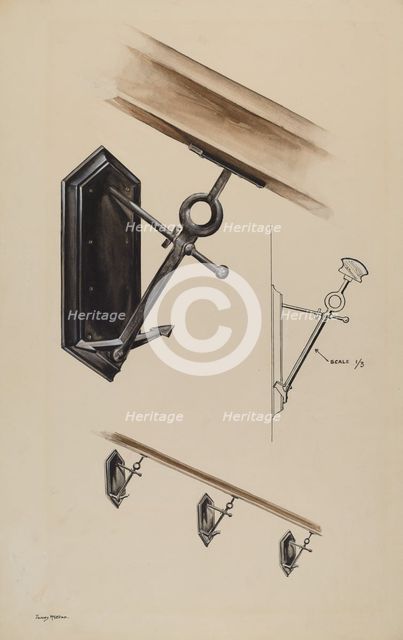 Wrought Iron Banister Bracket, c. 1937. Creator: James McLellan.