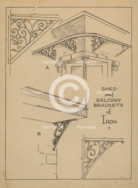 Wrought Iron Brackets, c. 1936. Creator: Al Curry.