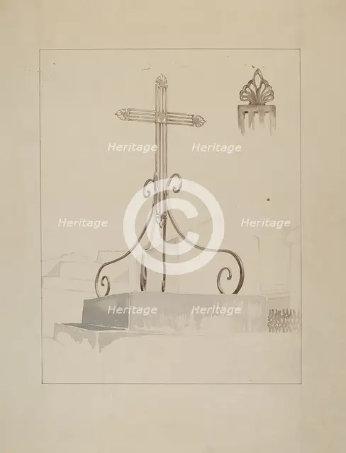 Wrought Iron Cross, c. 1936. Creator: Arelia Arbo.