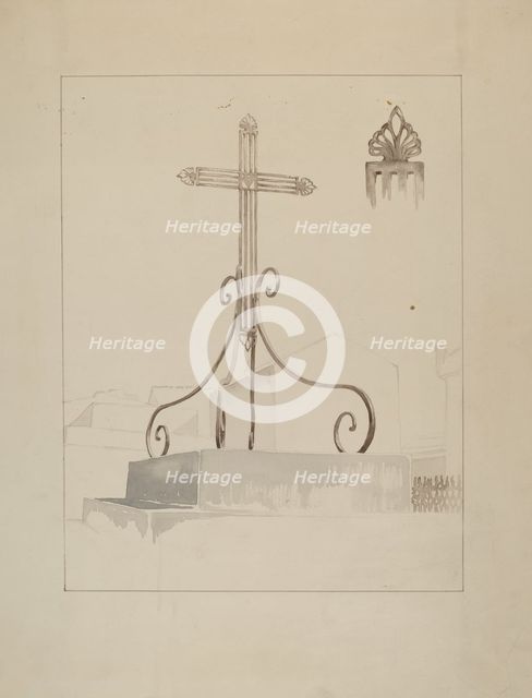 Wrought Iron Cross, c. 1936. Creator: Arelia Arbo.