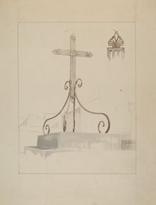 Wrought Iron Cross, c. 1936. Creator: Arelia Arbo