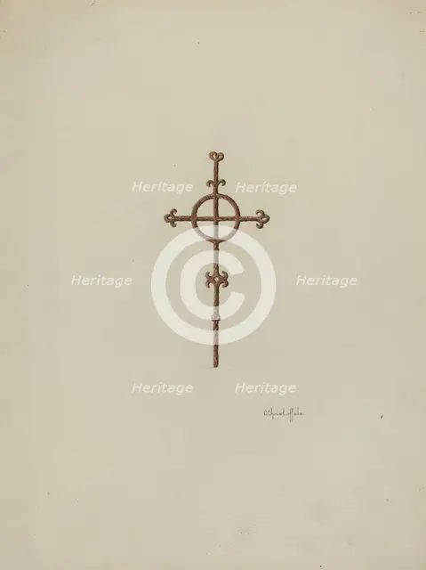 Wrought Iron Cross, Campanario, c. 1936. Creator: Cornelius Christoffels.