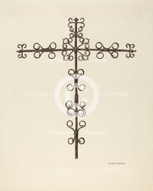 Wrought Iron Cross (Restored), c. 1938. Creator: Gordena Jackson.