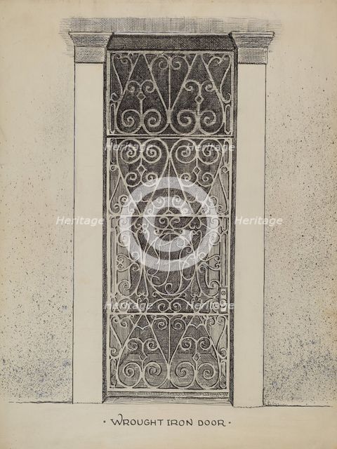 Wrought Iron Door, c. 1936. Creator: Al Curry.