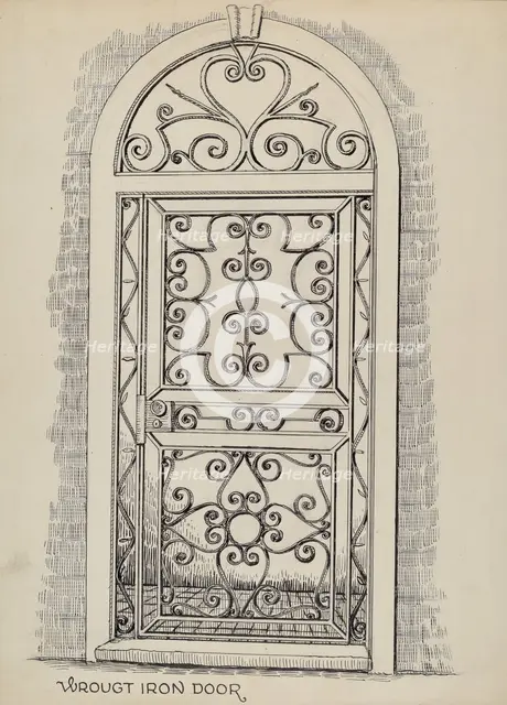 Wrought Iron Door, c. 1936. Creator: Al Curry.