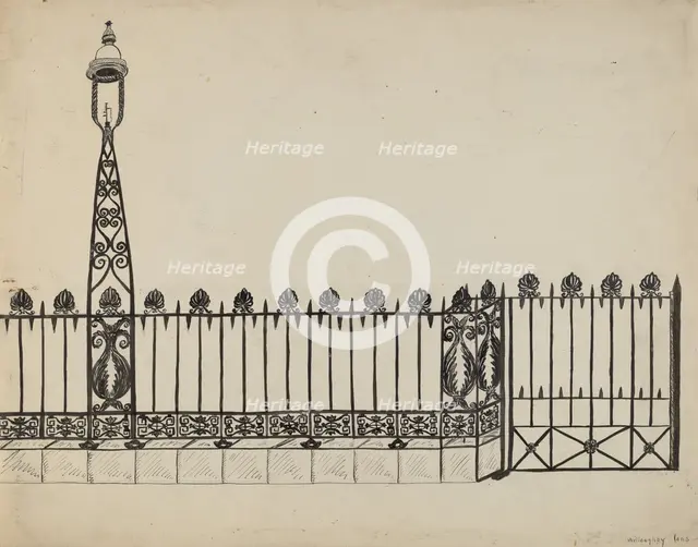 Wrought Iron Fence, 1935/1942. Creator: David P. Willoughby.