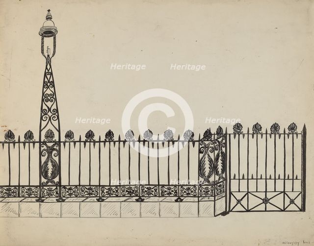 Wrought Iron Fence, 1935/1942. Creator: David P. Willoughby.