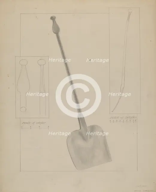 Wrought Iron Fireplace Shovel, c. 1936. Creator: Donald Streeter.