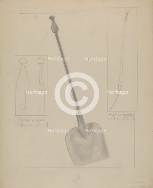 Wrought Iron Fireplace Shovel, c. 1936. Creator: Donald Streeter.