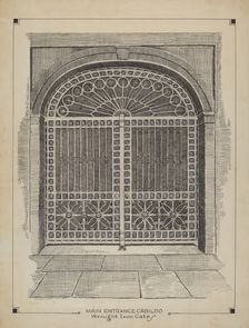 Wrought Iron Gate, c. 1936. Creator: Al Curry
