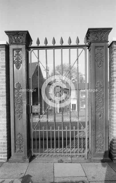 Wrought iron gate east of Lambeth Palace, Lambeth Road, Lambeth, London, c1945-1980. Artist: Eric de Maré