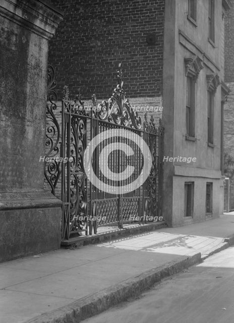 Wrought iron gate, New Orleans or Charleston, South Carolina, between 1920 and 1926. Creator: Arnold Genthe.