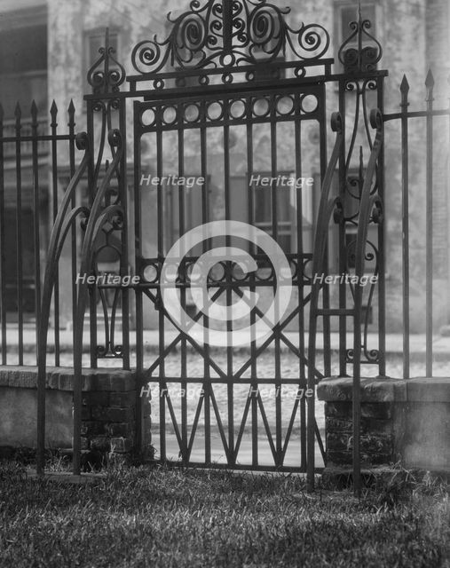 Wrought iron gate, New Orleans or Charleston, South Carolina, between 1920 and 1926. Creator: Arnold Genthe.