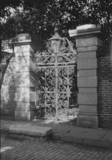 Wrought iron gate, New Orleans or Charleston, South Carolina, between 1920 and 1926. Creator: Arnold Genthe