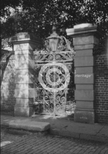 Wrought iron gate, New Orleans or Charleston, South Carolina, between 1920 and 1926. Creator: Arnold Genthe.