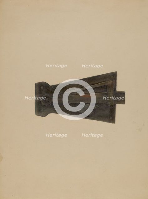 Wrought Iron Latch Lock, c. 1936. Creator: Henry Meyers.