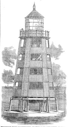 Wrought-iron lighthouse on the Daedalus Reef, in the Red Sea, 1862. Creator: Unknown