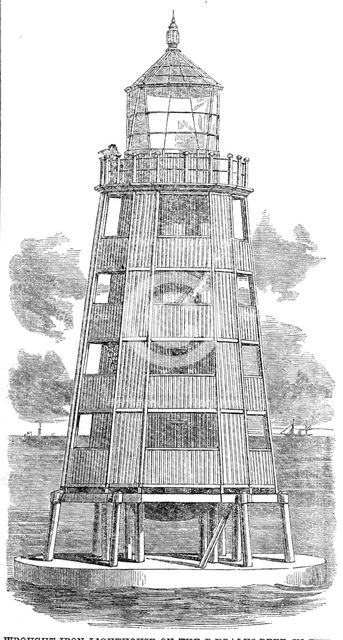 Wrought-iron lighthouse on the Daedalus Reef, in the Red Sea, 1862. Creator: Unknown.