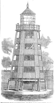 Wrought-iron lighthouse on the Daedalus Reef, in the Red Sea, 1862. Creator: Unknown