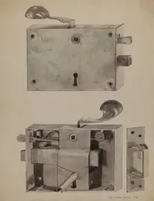 Wrought Iron Lock, 1936. Creator: J. Howard Iams