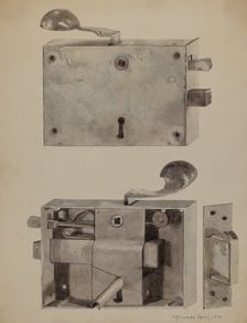 Wrought Iron Lock, 1936. Creator: J. Howard Iams