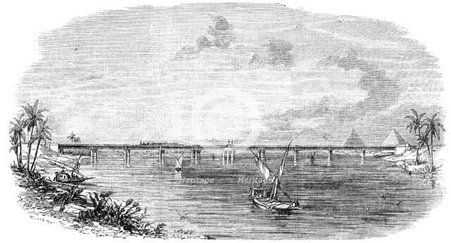 Wrought-Iron Railway-Bridge across the Nile, at Benha, 1856.  Creator: Unknown.