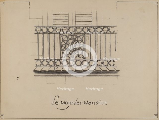 Wrought Iron Railing, c. 1936. Creator: Ray Price.
