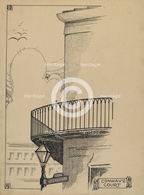 Wrought Iron Railing, c. 1936. Creator: Thomas Byrne.
