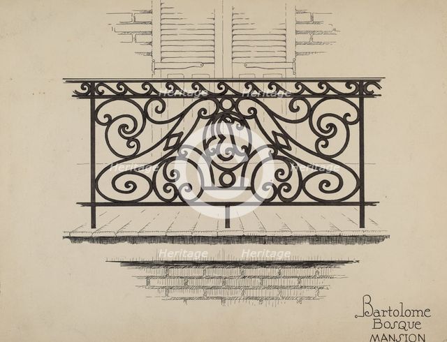 Wrought Iron Railing, c. 1936. Creator: Thomas Byrne.