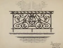 Wrought Iron Railing, c. 1936. Creator: Thomas Byrne