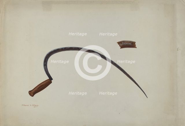 Wrought Iron Sickle, c. 1940. Creator: Frank Gray.