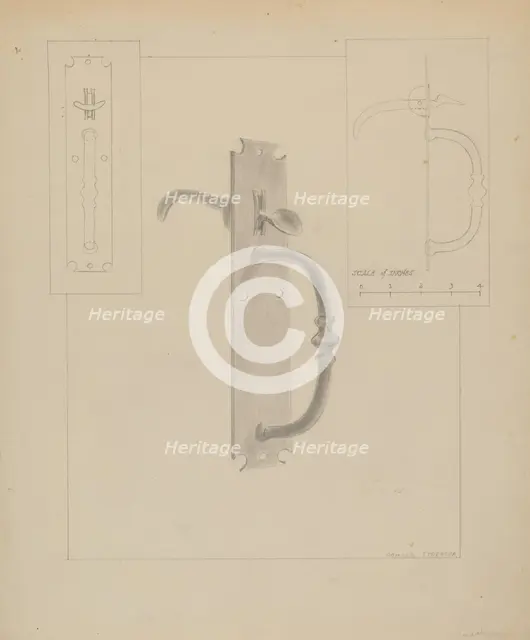 Wrought Iron Thumb Latch, c. 1936. Creator: Donald Streeter.