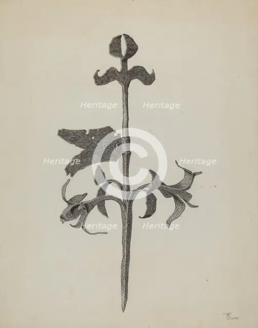 Wrought Iron Weather Vane, c. 1937. Creator: Hugh Clarke.