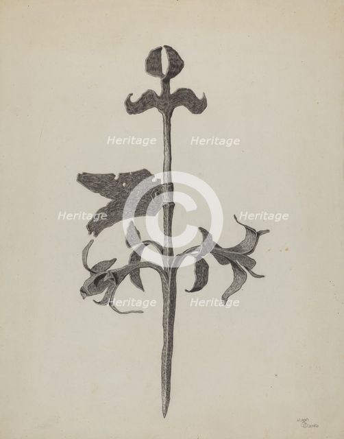Wrought Iron Weather Vane, c. 1937. Creator: Hugh Clarke.