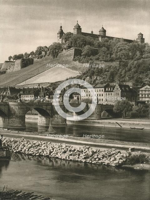 'Wurzburg - Old Main Bridge and Marienberg-Fortress', 1931. Artist: Kurt Hielscher.