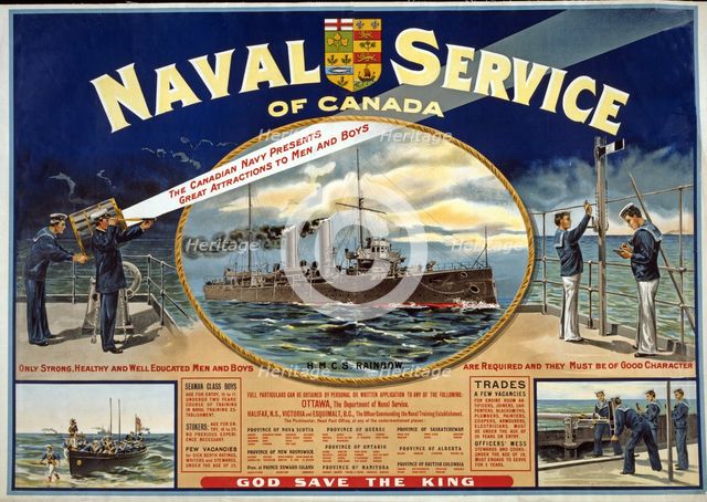 WWI Recruitment Poster for the Naval Service of Canada, 1915.