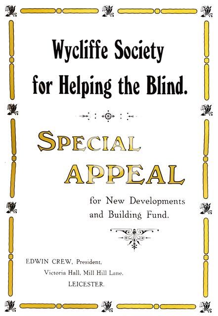 'Wycliffe Society for Helping the Blind', 1919 Artist: Unknown.