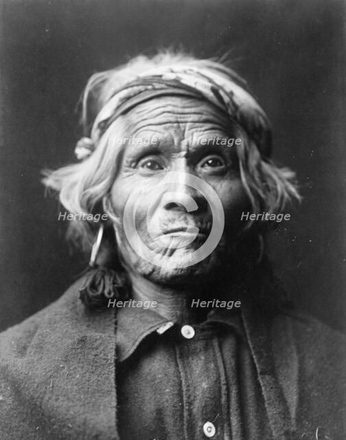 Wyemah, head-and-shoulders portrait, facing front, c1905. Creator: Edward Sheriff Curtis.