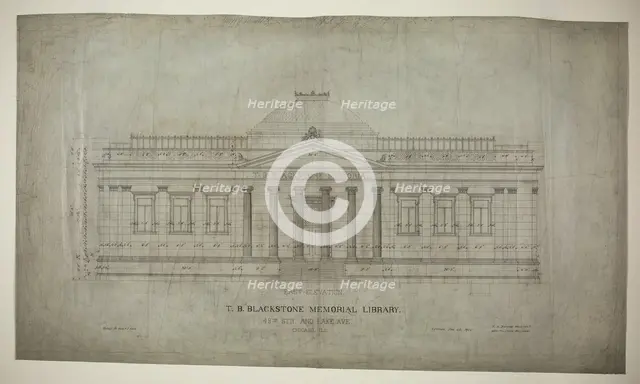 T.B. Blackstone Memorial Library, Chicago, Illinois, East Elevation, 1901-02. Creator: Solon Spencer Beman.