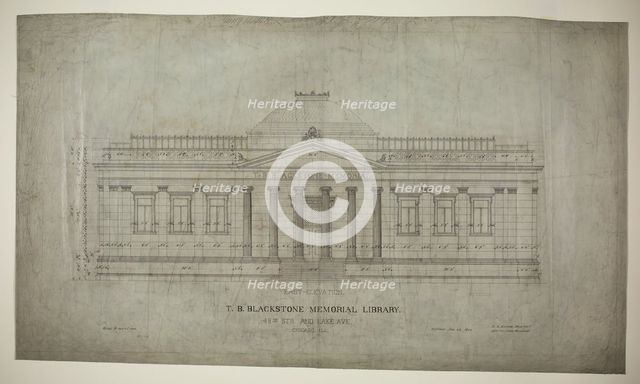 T.B. Blackstone Memorial Library, Chicago, Illinois, East Elevation, 1901-02. Creator: Solon Spencer Beman.