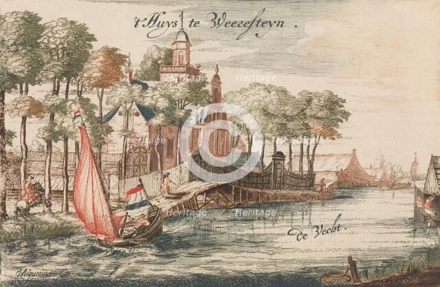 't Huys Weeresteyn by the river Vecht' in: Tooneel Der Voornaamste Nederlands Huizen, En ..., n.d.. Creator: Johannes Leupenius.