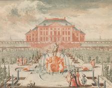 t Konings Huis van de Tuin-zyde, met de Fontein van Venus, in: Tooneel Der Voornaamste N..., n.d.. Creator: Lorenz Scherm