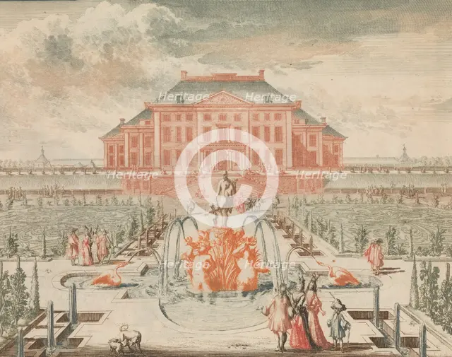 ’t Konings Huis van de Tuin-zyde, met de Fontein van Venus, in: Tooneel Der Voornaamste N..., n.d.. Creator: Lorenz Scherm.