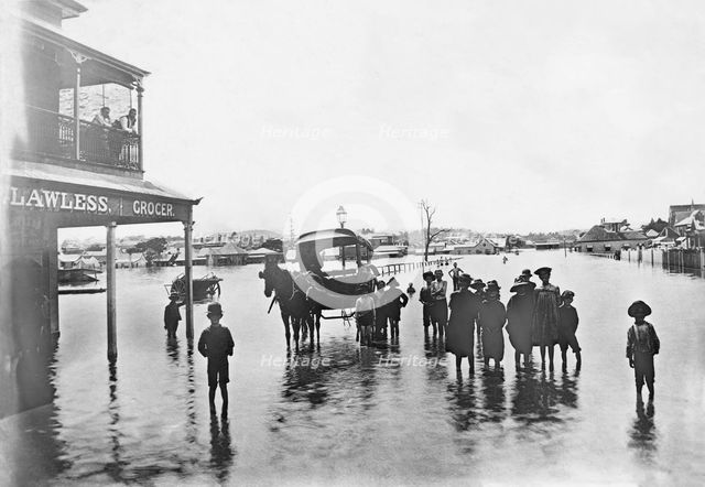 T. Lawless' grocery shop on James Street, New Farm, during the 1893 Brisbane floods, 1893. Creator: Unknown.