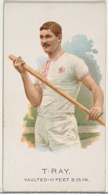 T. Ray, Pole Vaulter, from World's Champions, Series 2 (N29) for Allen & Ginter Cigarettes..., 1888. Creator: Allen & Ginter