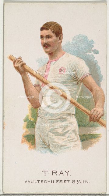 T. Ray, Pole Vaulter, from World's Champions, Series 2 (N29) for Allen & Ginter Cigarettes..., 1888. Creator: Allen & Ginter.