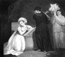 To Convert Lady Grey to the Roman Faith, before Her Execution 1798.Artist: J Ogborne